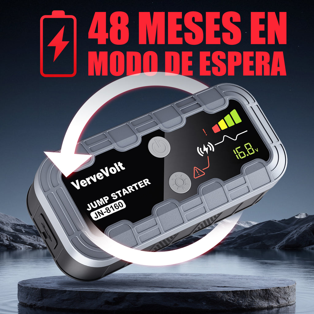 𝟭𝟬𝟬𝟬𝟬𝗔 Arrancador de Baterias de Coche - Jump Starter Linterna LED y Pinzas Inteligentes, Protección de Seguridad Car Jump Starter para SUV Camions (10L Gas & 9L Diesel)