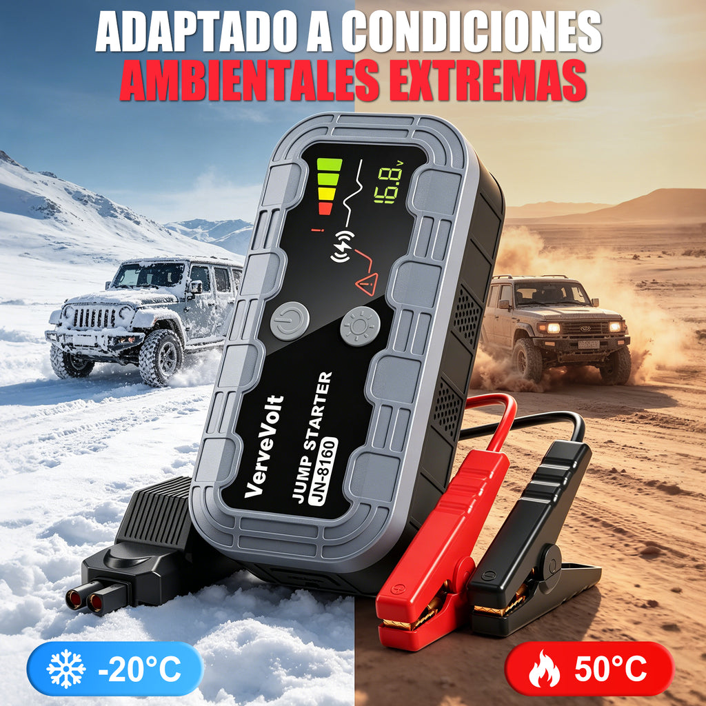 𝟭𝟬𝟬𝟬𝟬𝗔 Arrancador de Baterias de Coche - Jump Starter Linterna LED y Pinzas Inteligentes, Protección de Seguridad Car Jump Starter para SUV Camions (10L Gas & 9L Diesel)